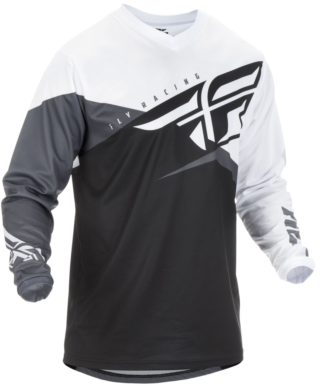 Image Title fly-racing-youth-f16-jersey-blk-white-front