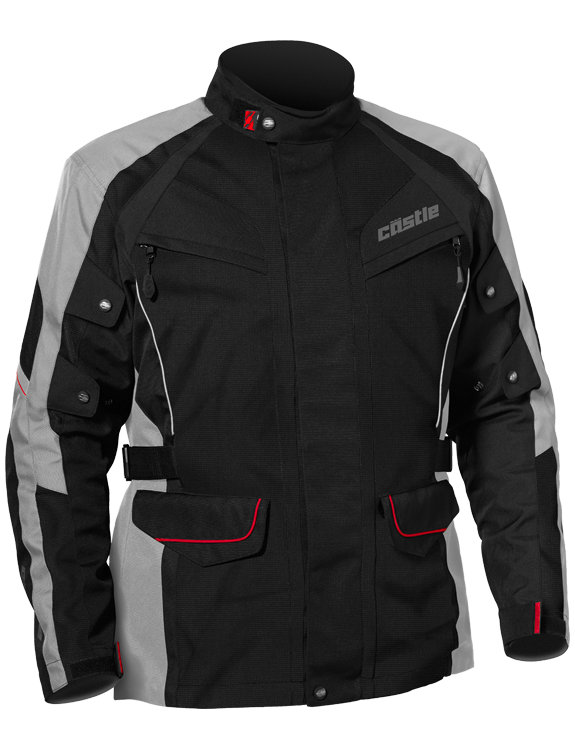 Image Title castle mission air motorcycle jacket black grey front