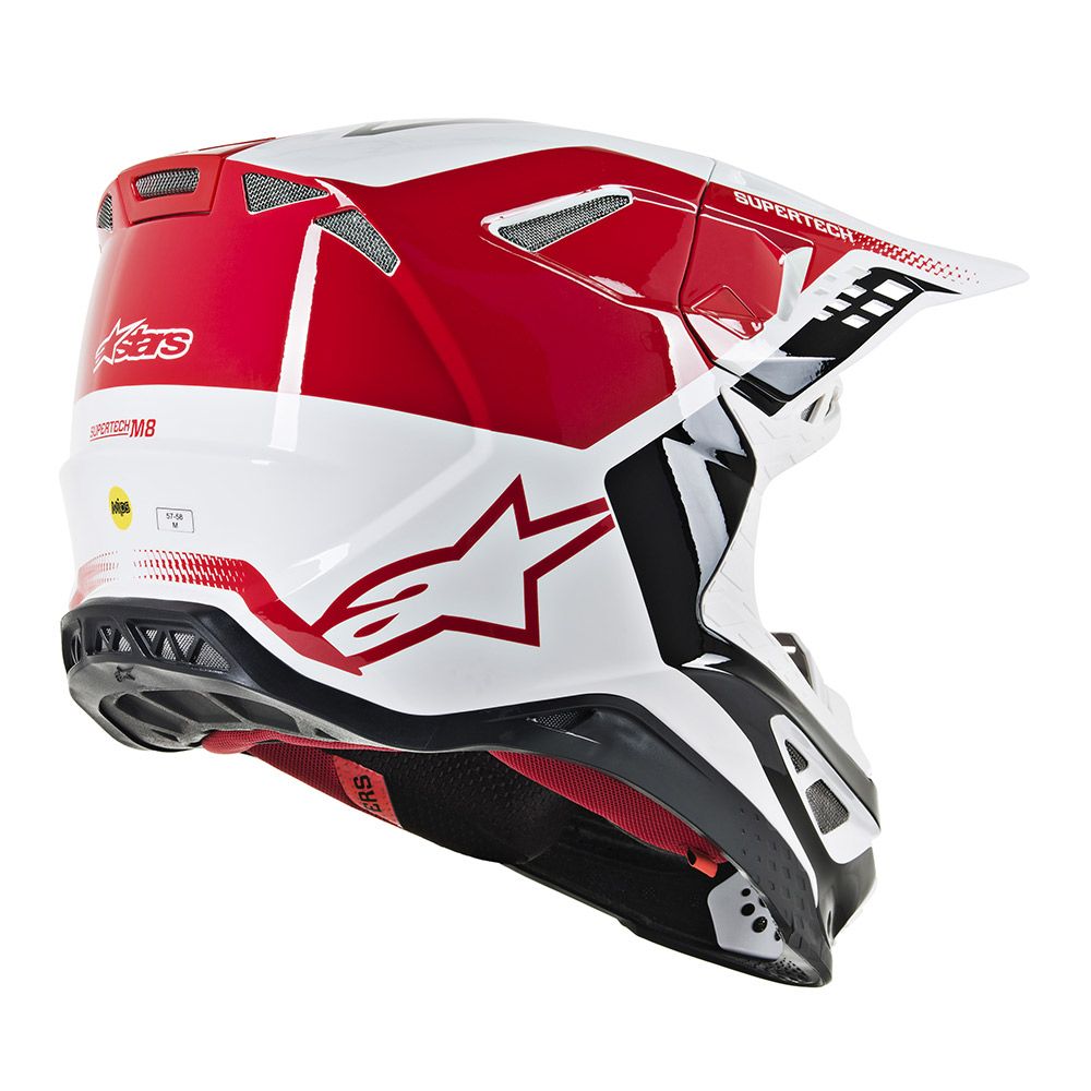 Image Title alpinestars supertech m8 triple helmet red white back