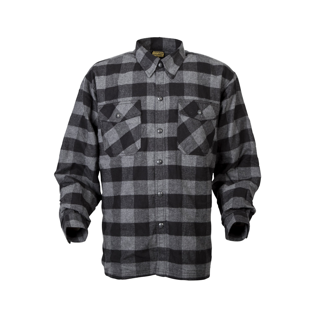 Image Title scorpion-covert-moto-flannel-riding-shirt-black-front