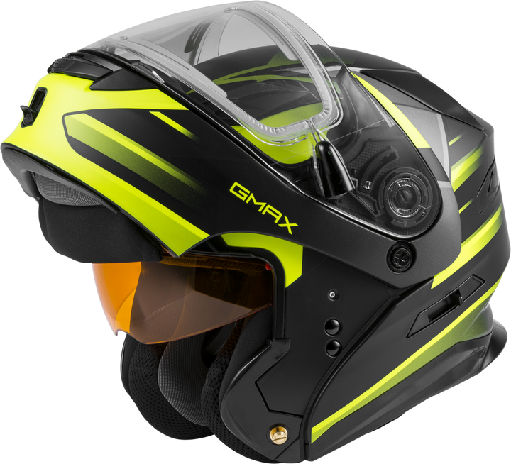 gmax snowmobile helmet with heated shield hivis