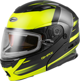 gmax modular snowmobile helmet with heated shield hivis