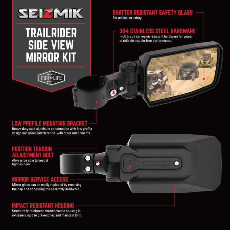 Seizmik TrailRider Side View Mirror 1.875" - 2" Clamp