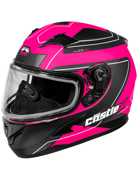 Castle X CX360 Youth Atlas Snowmobile Helmet Matte Pink Glo / Medium