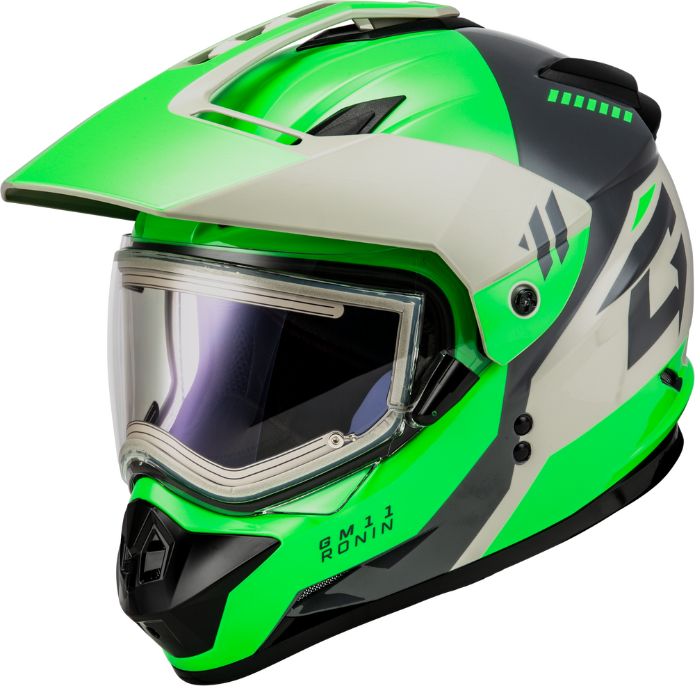 GMAX GM11S Ronin Snowmobile Helmet With Heated Shield Green
