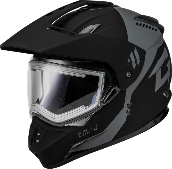 GMAX GM11S Ronin Snowmobile Helmet With Heated Shield Black Silver