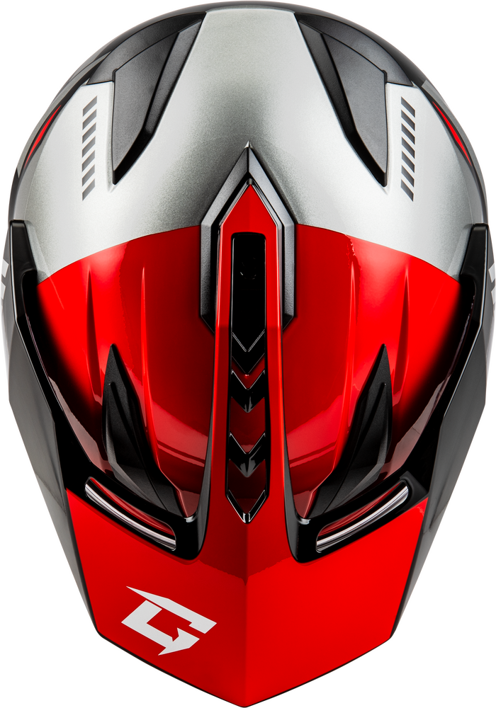 GMAX GM11S Ronin Snowmobile Helmet With Heated Shield Red Silver