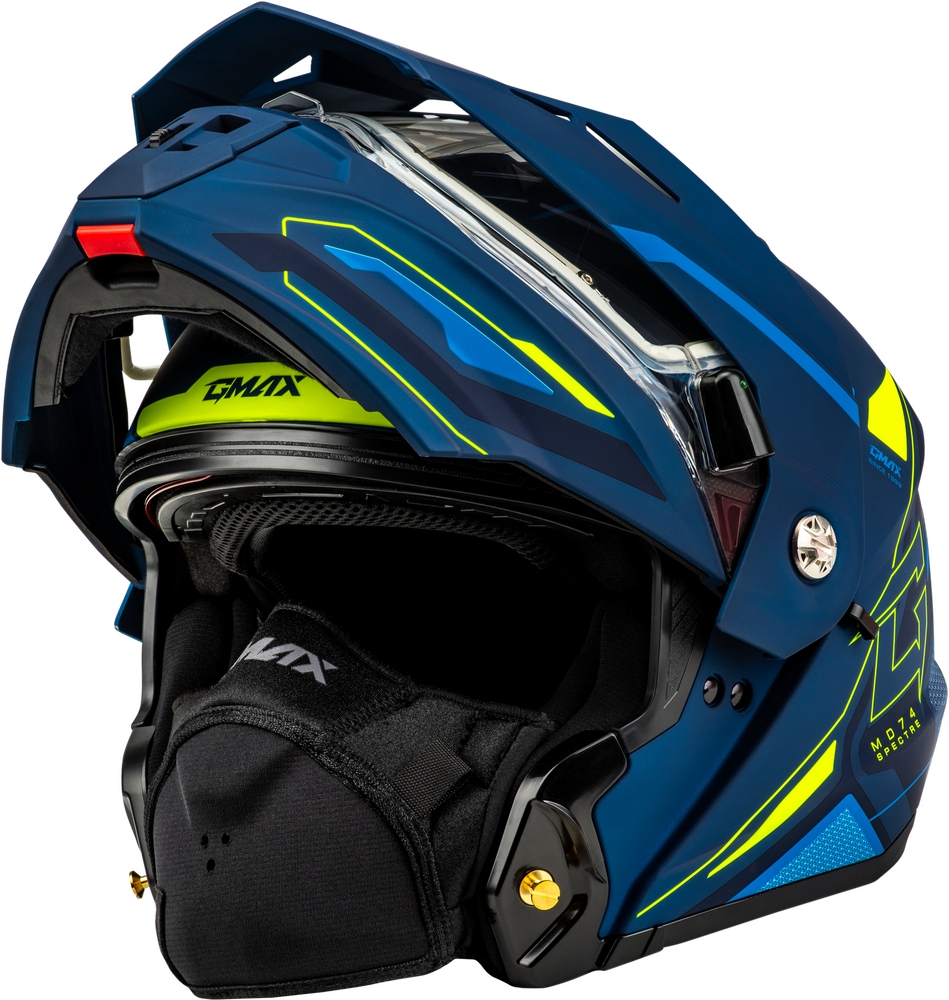 GMAX MD74S SPECTRE Electric Shield Snowmobile Helmet Blue Jaxn