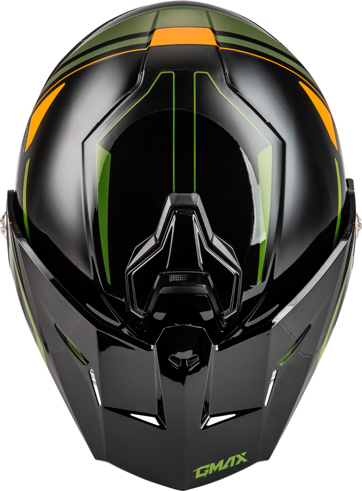 GMAX MD74S SPECTRE Electric Shield Snowmobile Helmet Green Orange