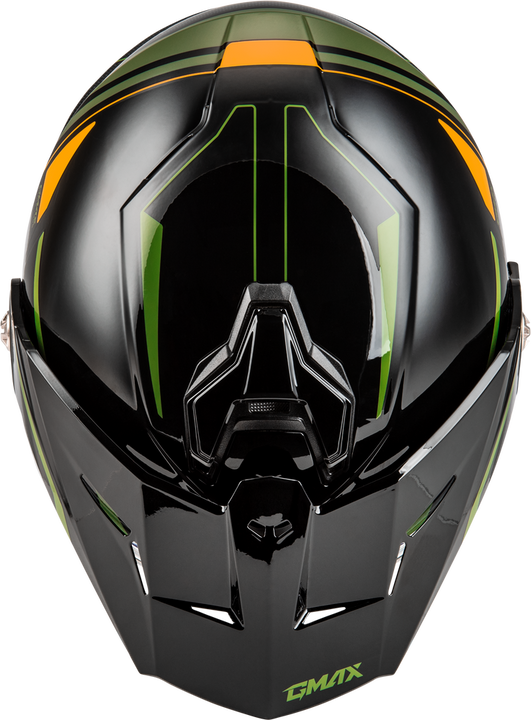 GMAX MD-74S SPECTRE Electric Shield Snowmobile Helmet Green Orange