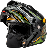 GMAX MD-74S SPECTRE Electric Shield Snowmobile Helmet Green Orange