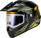 GMAX MD-74S SPECTRE Electric Shield Snowmobile Helmet Green Orange