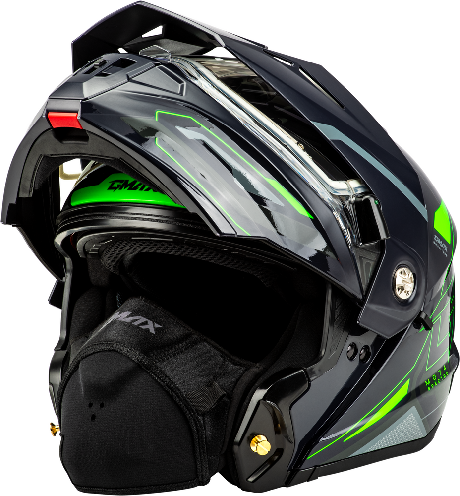 GMAX MD74S SPECTRE Electric Shield Snowmobile Helmet Green Jaxn