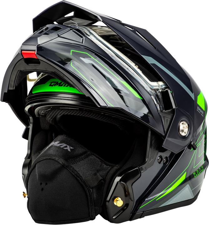 GMAX MD-74S SPECTRE Electric Shield Snowmobile Helmet Green