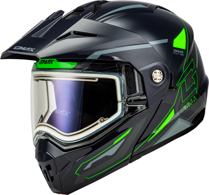 GMAX MD-74S SPECTRE Electric Shield Snowmobile Helmet Green