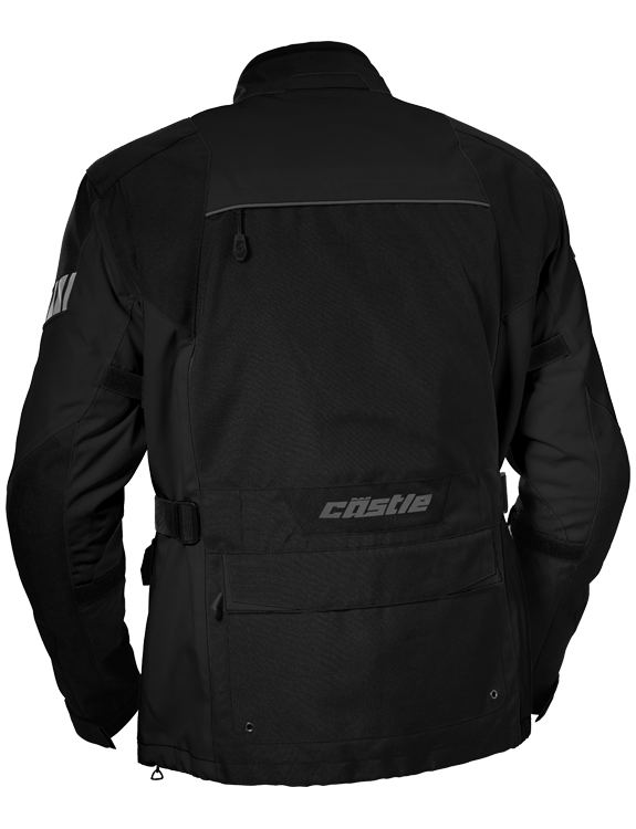 castle distance motorcycle jacket black back