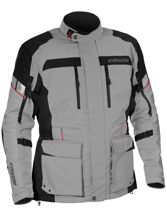 castle distance motorcycle jacket gray red