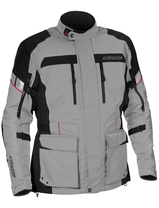 castle distance motorcycle jacket gray red