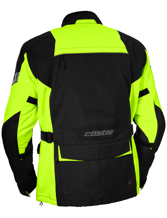 castle distance motorcycle jacket hivis back
