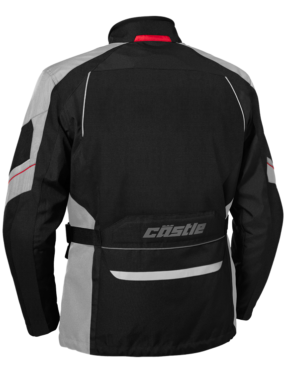 castle mission air motorcycle jacket black gray back
