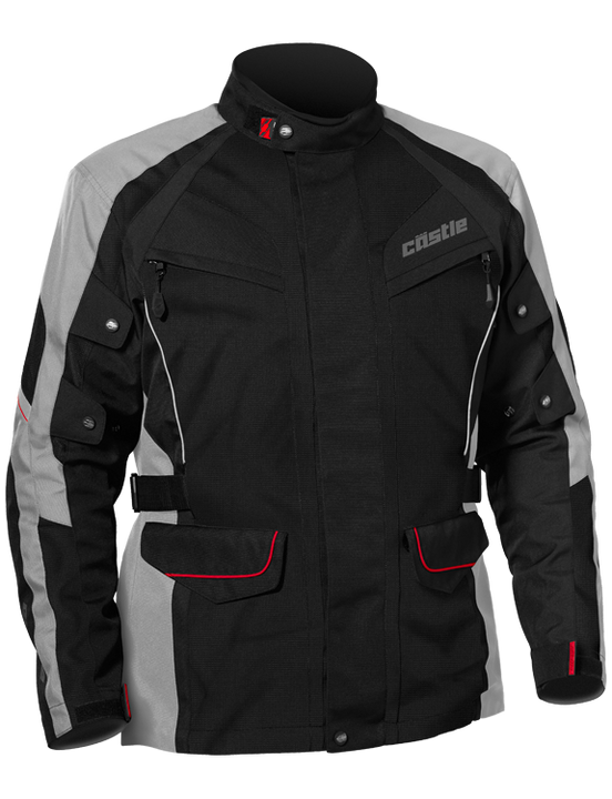 castle mission air motorcycle jacket black grey front