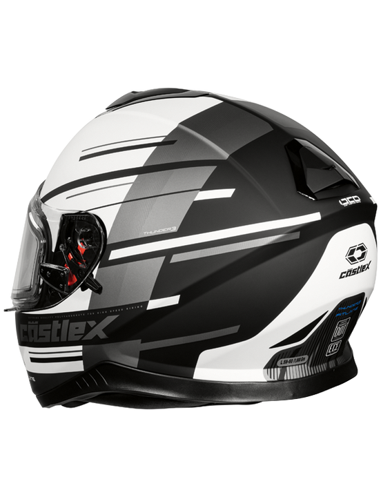 castle thunder 3 pitlane electric helmet white back
