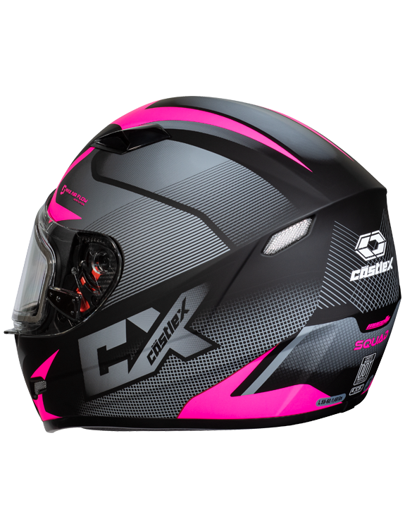 castle mugello squad electric helmet pink back