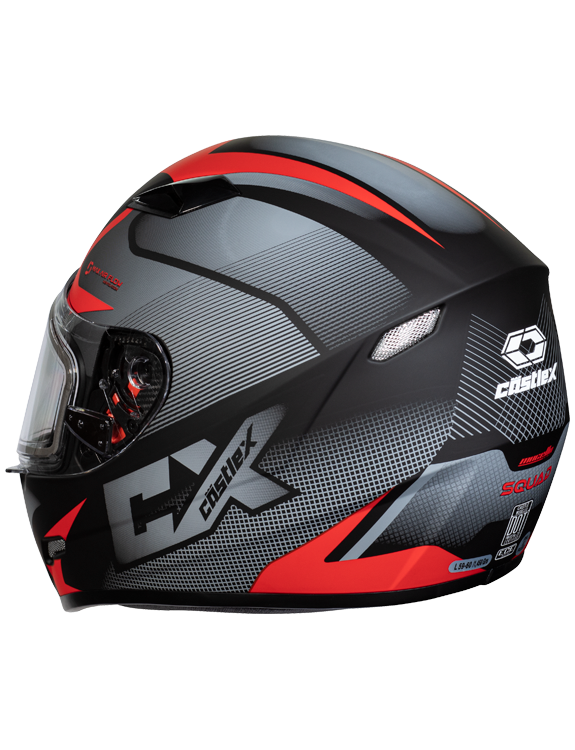 castle mugello squad electric helmet red back