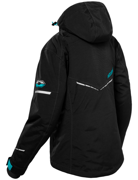 castle polar jacket womens black turquoise back