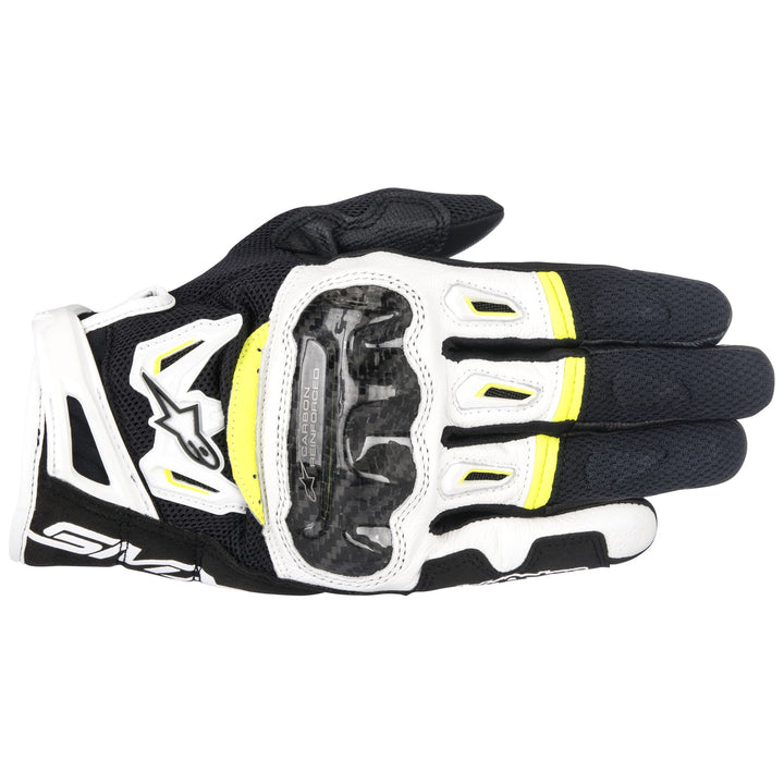 alpinestars smx2 air carbon gloves black white yellow