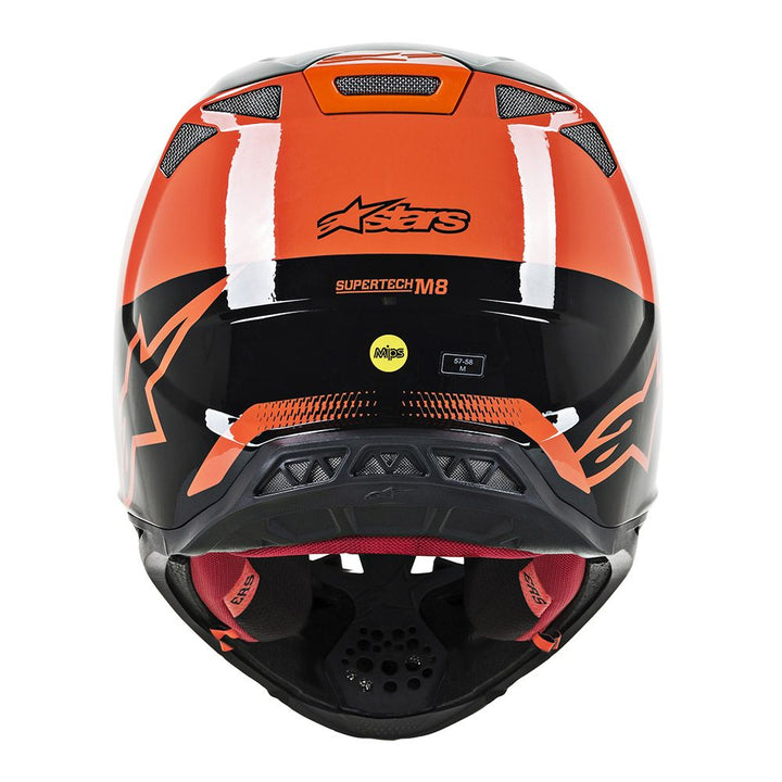 alpinestars supertech m8 triple helmet orange back