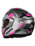 castle x electric atom transcend pink helmet rear