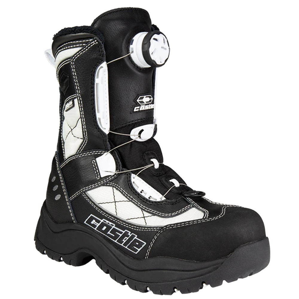 castle womens snowmobile boots atop boa white