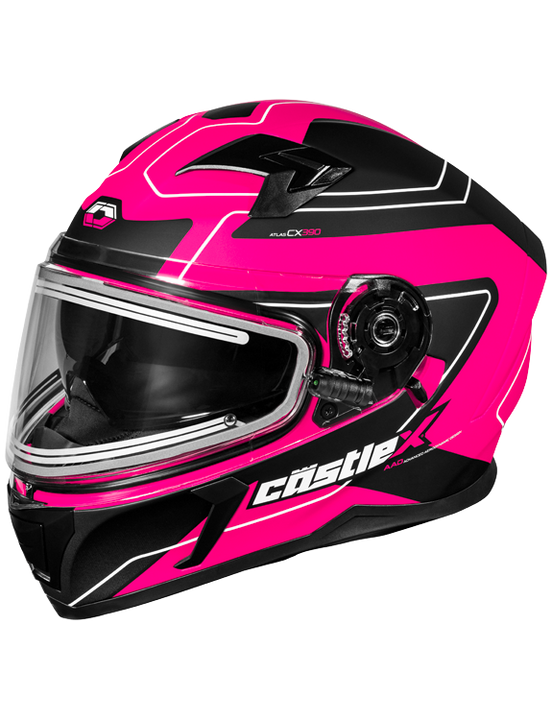 Castle X CX390 Atlas Helmet w/Electric Shield Matte Pink Glo / Black,Medium