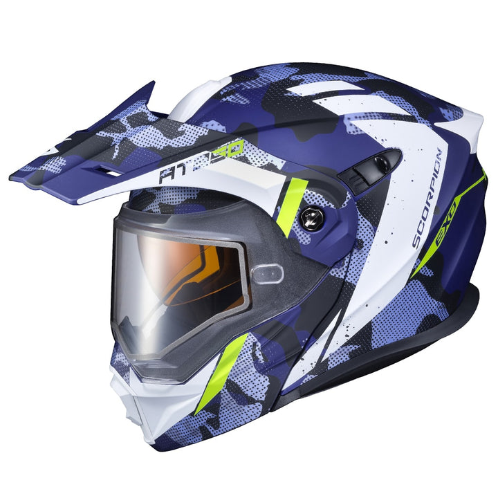 scorpion exo at950 outrigger dual pane snowmobile helmet blue