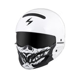 scorpion covert helmet skull face mask white angle
