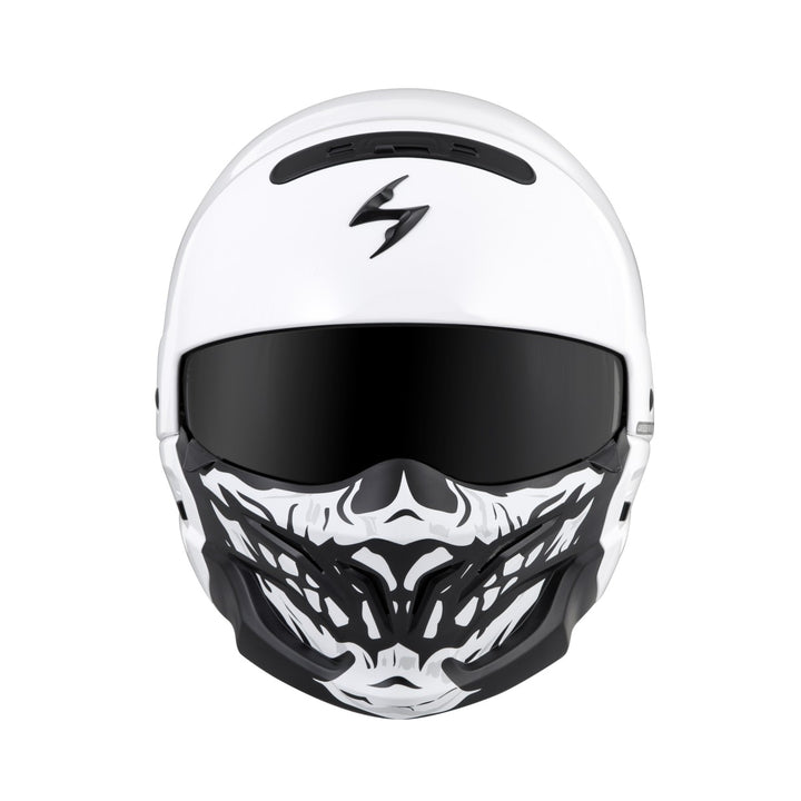 scorpion covert helmet skull face mask white front