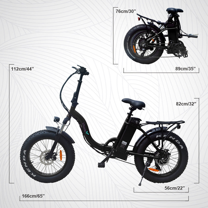 vtuvia ebike sf20 step thru folding bike size