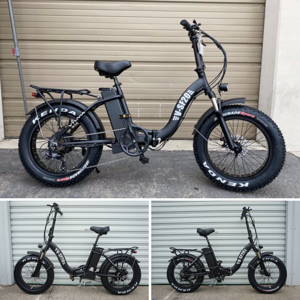 vtuvia ebike sf20 step thru folding bike black side