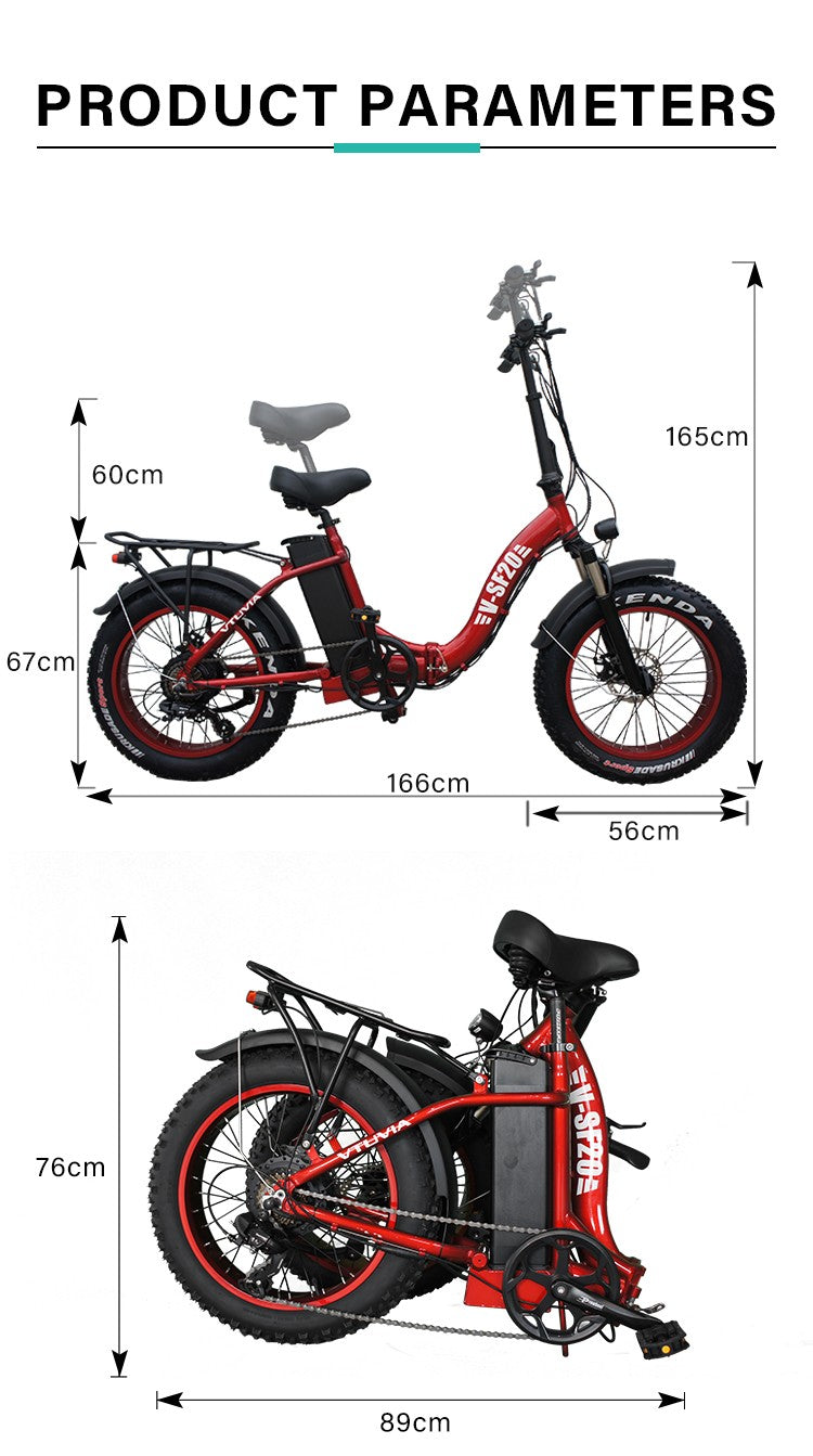 VTUVIA ebike SF20 Red Fat Tire Folding bike